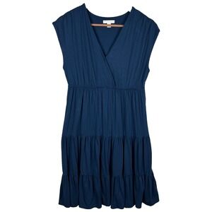 New York & Company Women Sleeveless Tiered Midi Dress Sz M A-line Jersey Comfort